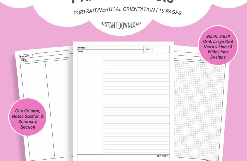 printable Cornell notes template