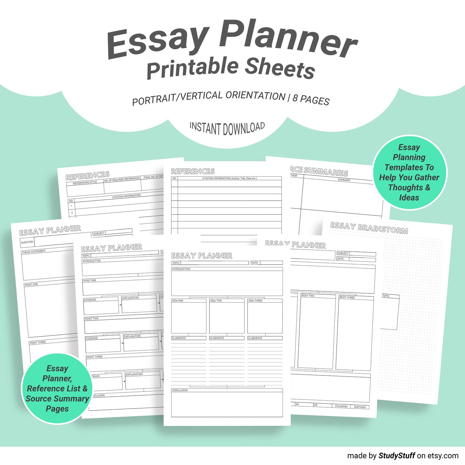 Use An Essay Planner Printable Template To Formulate A+ Essays Study