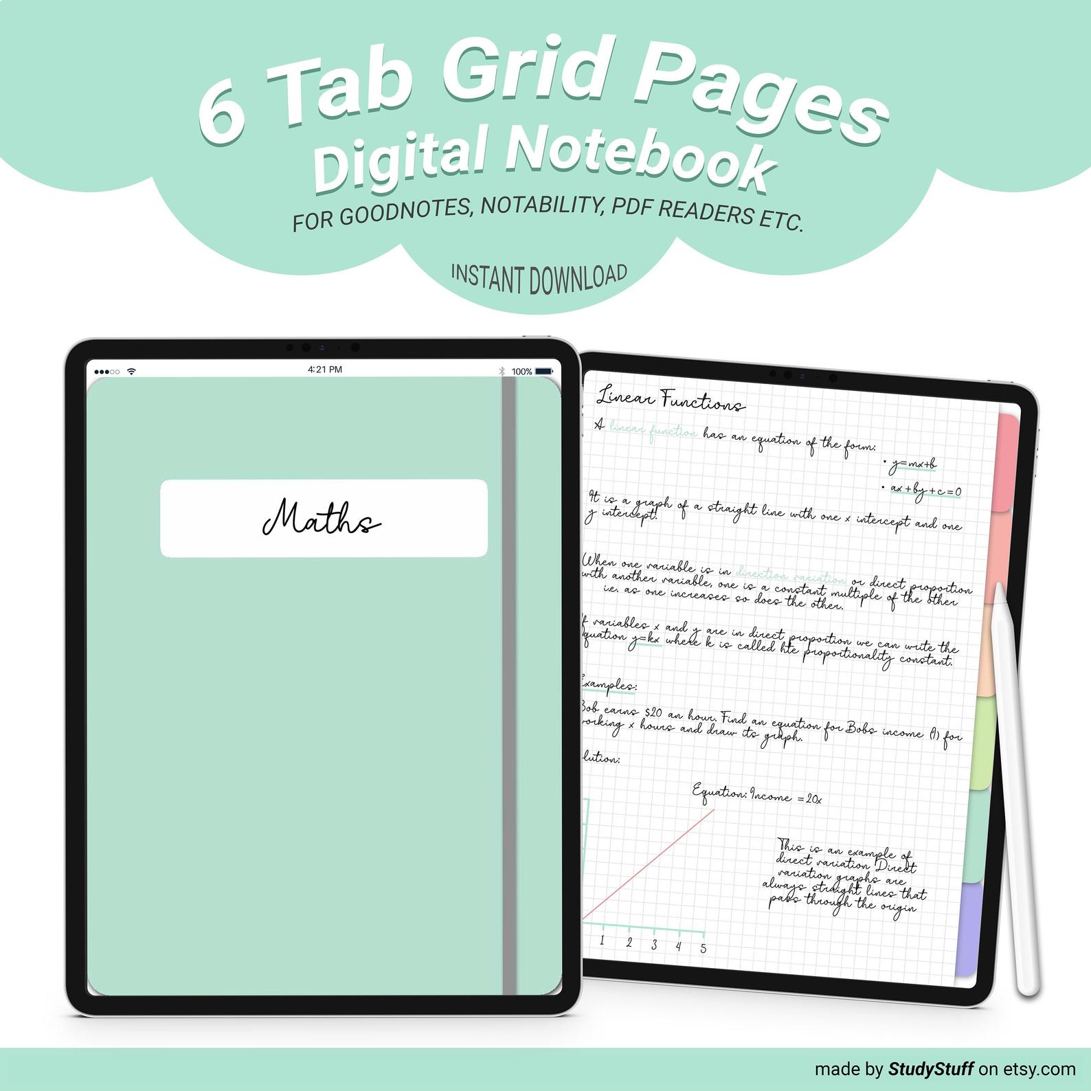 grid page digital notebook