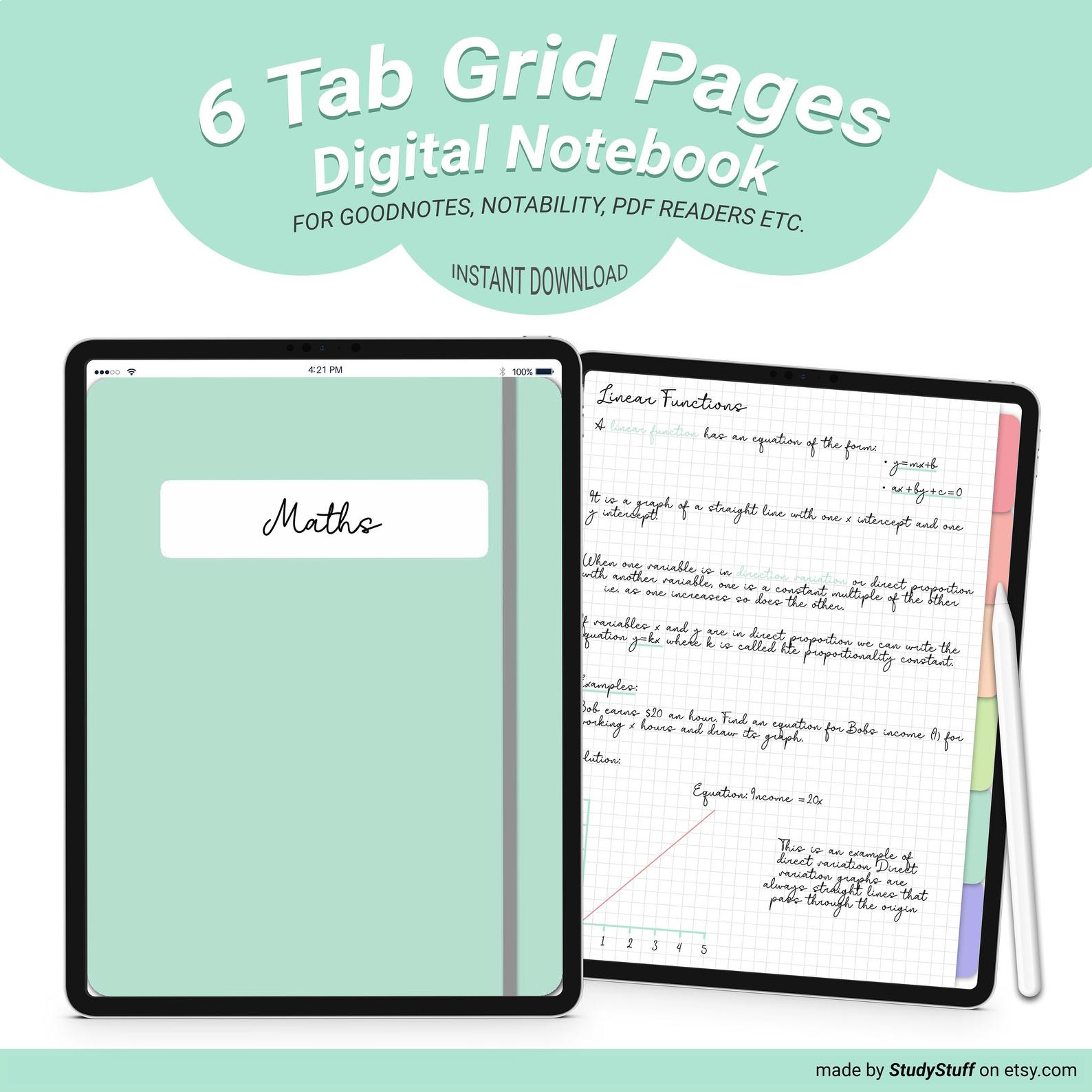 grid page digital notebook 