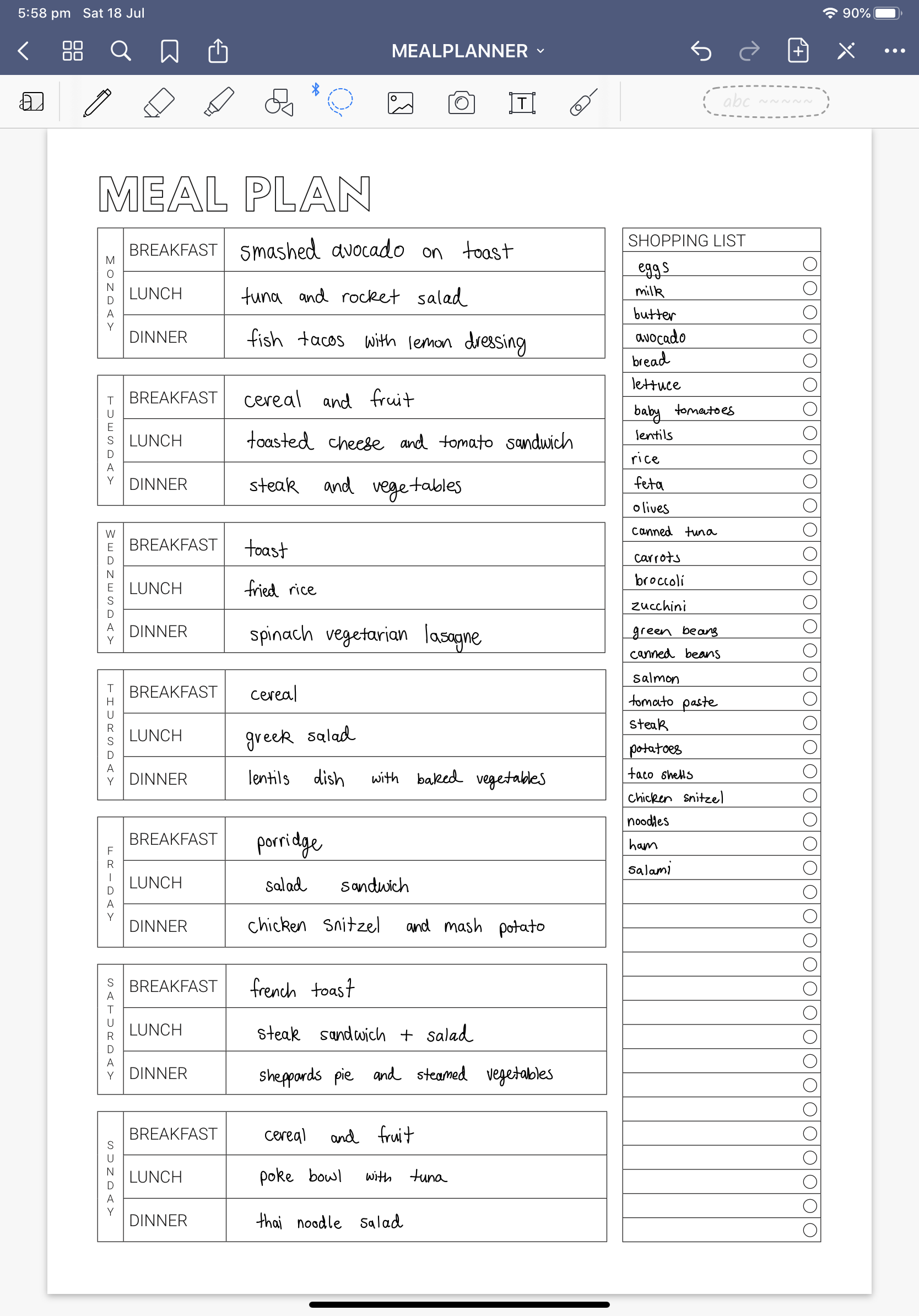 meal planner template pdf 