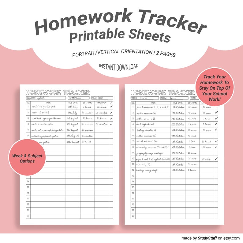 homework tracker meaning