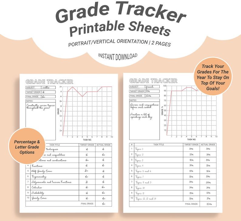 grade tracker printable