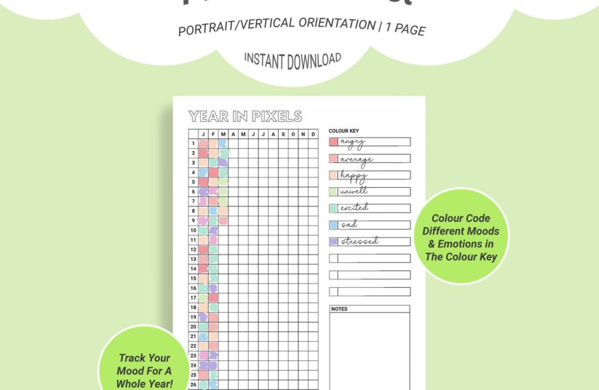 A Year In Pixels Printable Template The Ultimate Mood Tracker