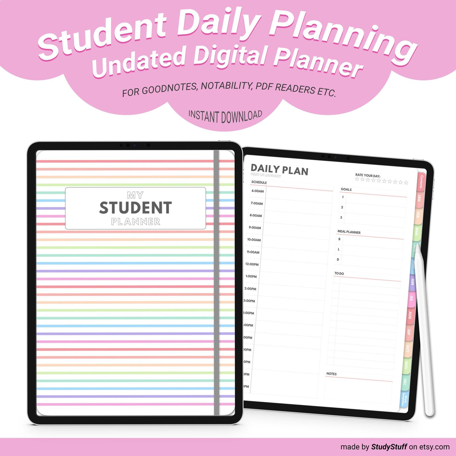 digital daily planning student planner 